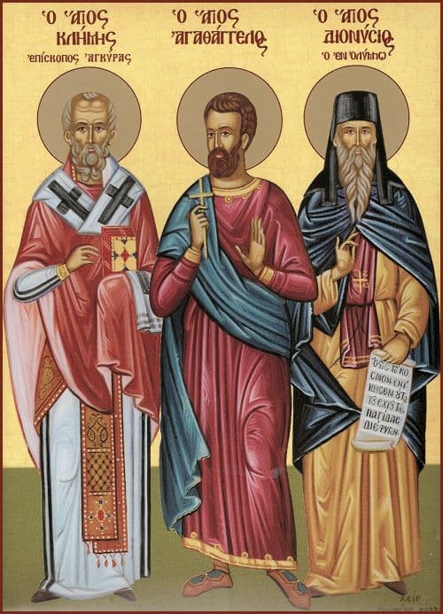 Сщмч. Кли́мент Анкирский, Многострадальный, епископ, и мч. Агафа́нгел Римлянин